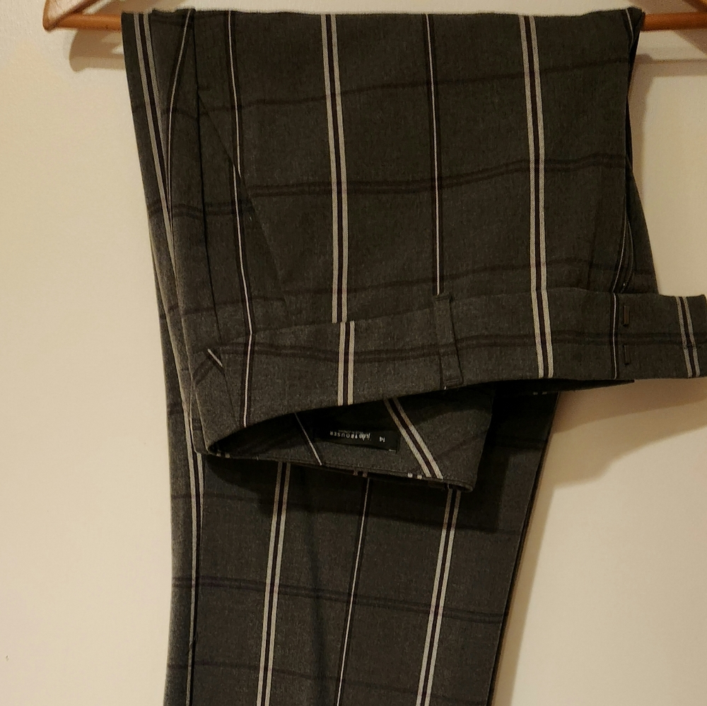 LOFT Julie trouser pants, Plaid, Charcoal grey, some white & black